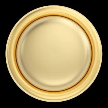 Golden button on black Stock Illustration