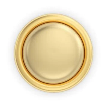 Golden button on white Stock Illustration