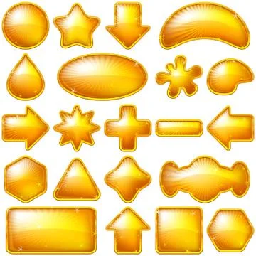 Golden buttons, set Stock Illustration