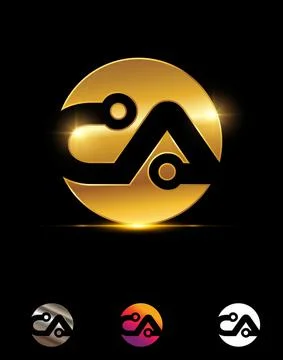 Golden CA Initial Logo Vector Sign Stock Illustration