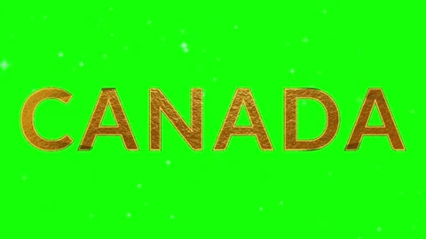 Golden canada text animation featuring shimmering particles against a bright 스톡 동영상 346122042