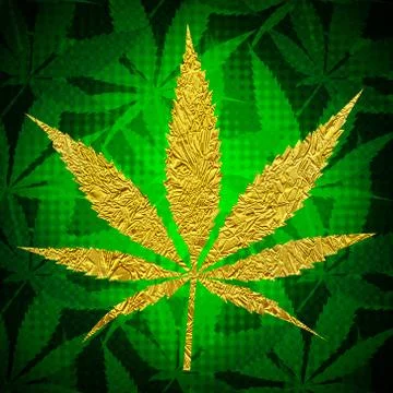 Golden Cannabis Leaf Stock Illustration