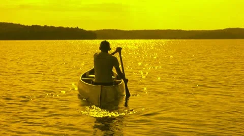 Golden canoeist. Stock Footage 8851753