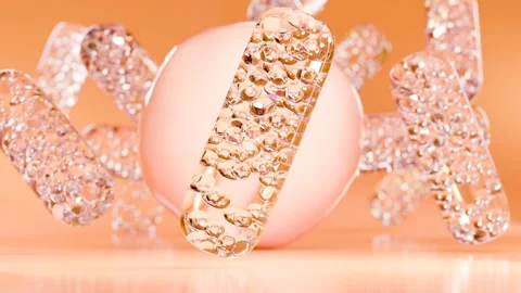 Golden capsule on abstract background, Pharmacy, pharmaceutical capsules Stock Footage 289543644