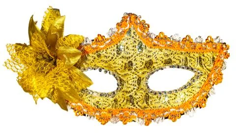 Golden carnival mask isolated on white background Stock Photos