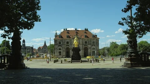 Golden Cavalier in Dresden Stock Footage 80939674