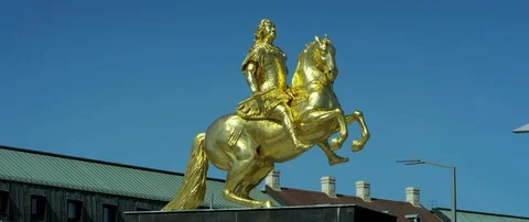 Golden Cavalier in Dresden (RED 5K ws 21:9) Stock Footage 80895961