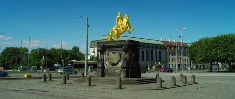 Golden Cavalier in Dresden (RED 5K ws 21:9) Stock Footage 80961012