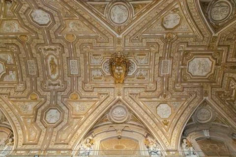 Golden ceiling inside the st peters basilica in rome italy Stock Photos