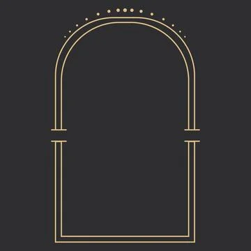 Golden celestial frame, border, arch line art esoteric minimal decoration with Stock Illustration
