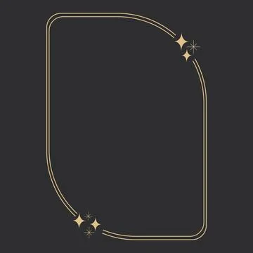 Golden celestial frame, border, arch line art esoteric minimal decoration with Stock Illustration