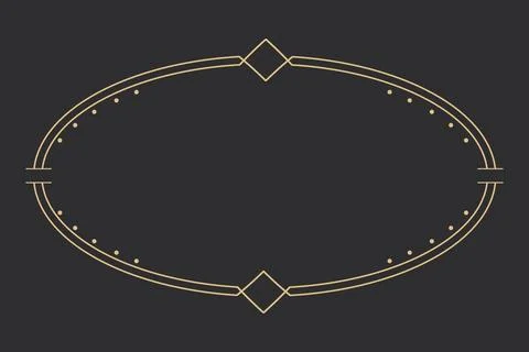 Golden celestial frame, border, oval line art esoteric minimal decoration with Stock Illustration