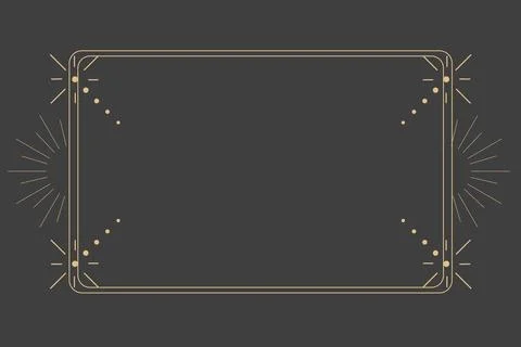 Golden celestial minimal esoteric frame, thin line border, mystyc linear Stock Illustration
