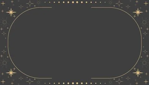 Golden celestial minimal esoteric frame, thin line border, mystyc linear Stock Illustration