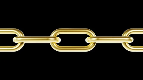 Golden Chain Links Rotating and Sliding - Macro Close Up Loop Stock Footage 340266942