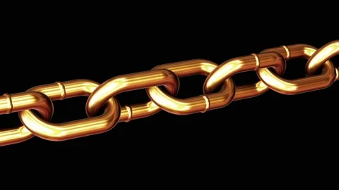 Golden chain looping 3D animation with alpha Stock Footage 157123730
