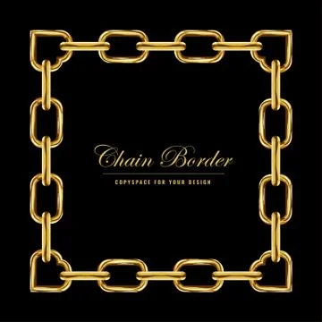 Golden Chain Square Border Frame. Rectangle Border with golden color. Jewelry Illustration