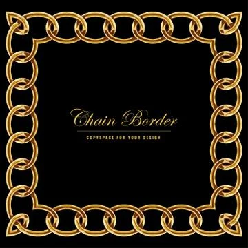 Golden Chain Square Border Frame. Rectangle Border with golden color. Jewelry Illustrazione stock