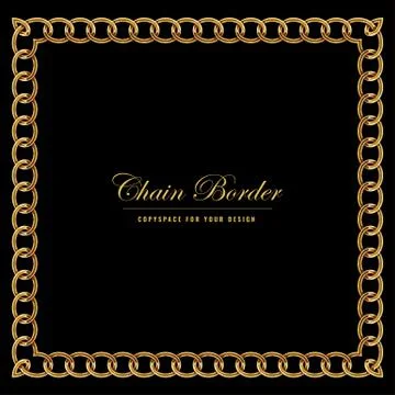 Golden Chain Square Border Frame. Rectangle Border with golden color. Jewelry Illustrazione stock