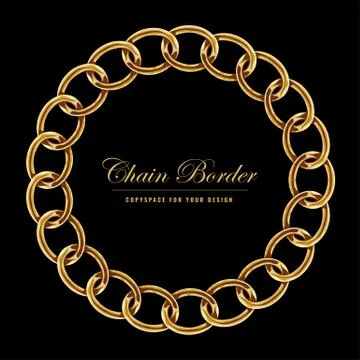 Golden Chain Square Border Frame. Circle Border with golden color. Jewelry Stock Illustration