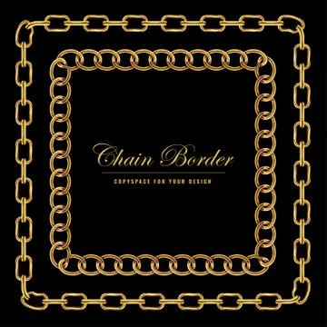 Golden Chain Square Border Frame. Rectangle Border with golden color. Jewelry Illustration