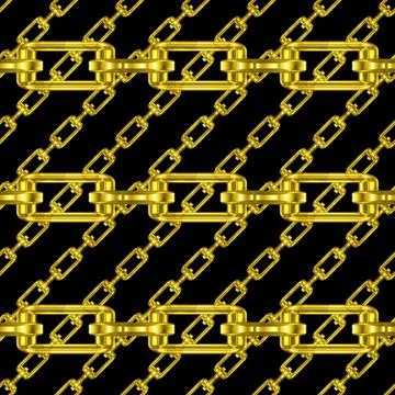 Golden chains with black background seamless texture Stock Illustration