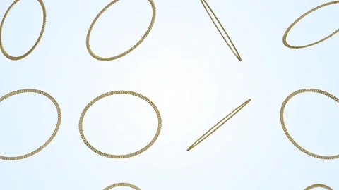 Golden Chains Falling on a Light Blue Background. Gold Jewellery. Luxury. 4K Stock Footage 297063008