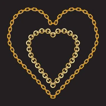 Golden chains in the form of hearts Stock Illustration