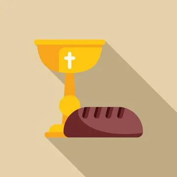 Golden chalice and bread representing christian communion ceremony Stock Illustration