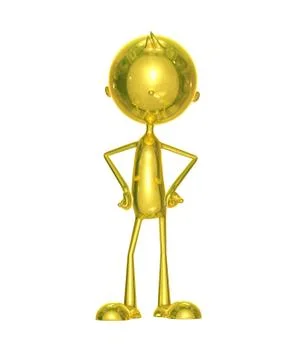 Golden character with around pose Stockillustratie