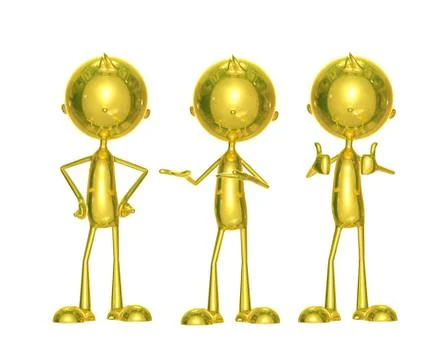 Golden character with different pose Illustrazione stock