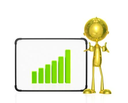 Golden character with graph Illustrazione stock