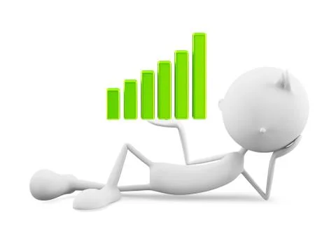 Golden character with graph Illustrazione stock