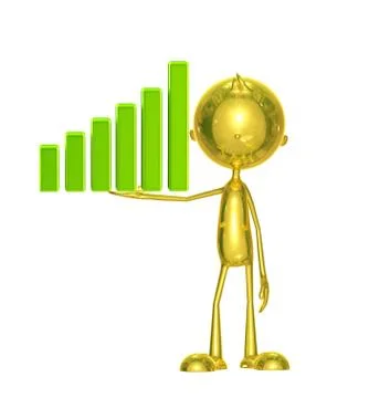 Golden character with graph Illustrazione stock
