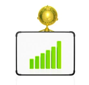 Golden character with graph Stock Illustration