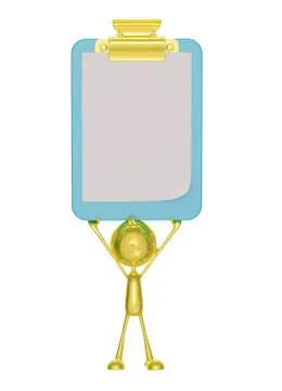 Golden character with presentation pose Stockillustratie