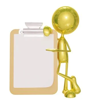 Golden character with presentation pose Stock Illustration