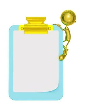 Golden character with presentation pose Stock Illustration