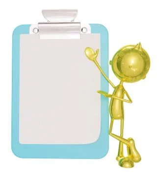 Golden character with presentation pose Stock Illustration