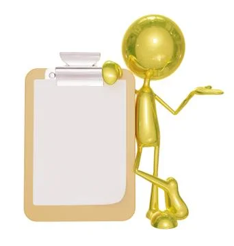 Golden character with presentation pose Illustrazione stock