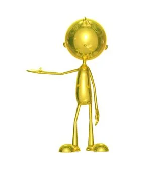 Golden character with presenting pose Stock Illustration