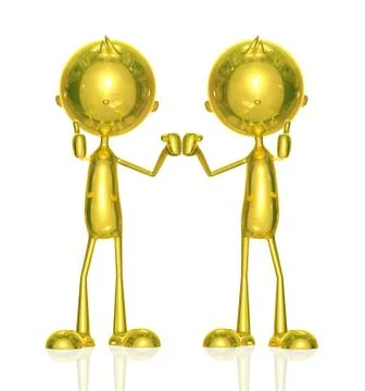 Golden character with presenting relation Stock Illustration