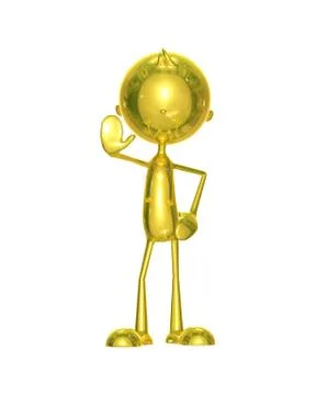 Golden character with stop Stock Illustration