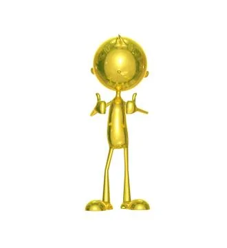 Golden character with thumbs up pose Stockillustratie