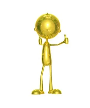 Golden character with thumbs up pose Stock Illustration