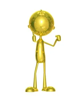 Golden character with thumbs up pose Stock Illustration