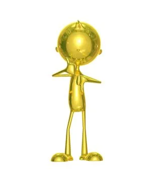 Golden character with thumbs up pose Stock Illustration