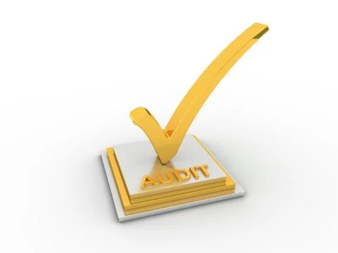Golden check  mark icon on rectangles with AUDIT word Stock Illustration