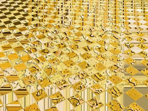 Golden checkered in chessboard order pattern as abstract background. Stock Photos