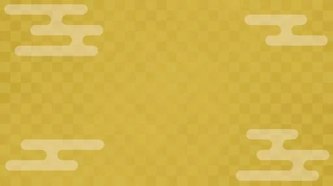 Golden checkered pattern and clouds, Japanese style background 스톡 일러스트